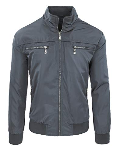 Giacca giubbotto uomo casual primavera estate giubbino felpa moto (5XL, #A2 Grigio tasche frontali)