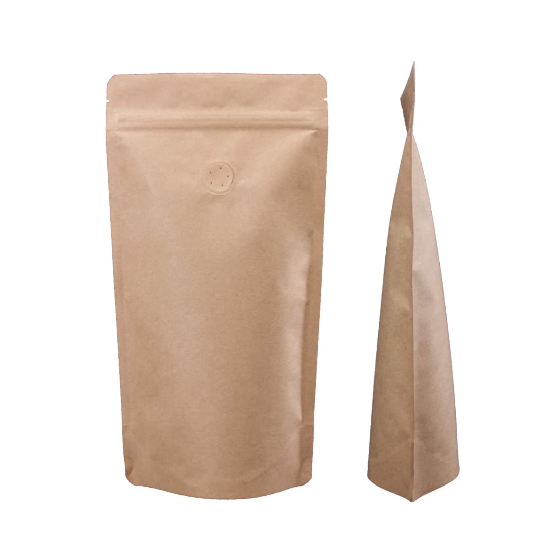 Lacers Standbodenbeutel Kraftpapier in versch. Farben, High Barrier mit Ventil, Kaffeebeutel mit Aromaschutzventil, wiederverwendbar