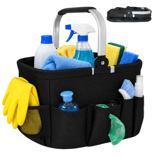 Image of 2026 Updated 24L Cleaning Caddy with Handle,10 Pocket Cleaning Basket,Black