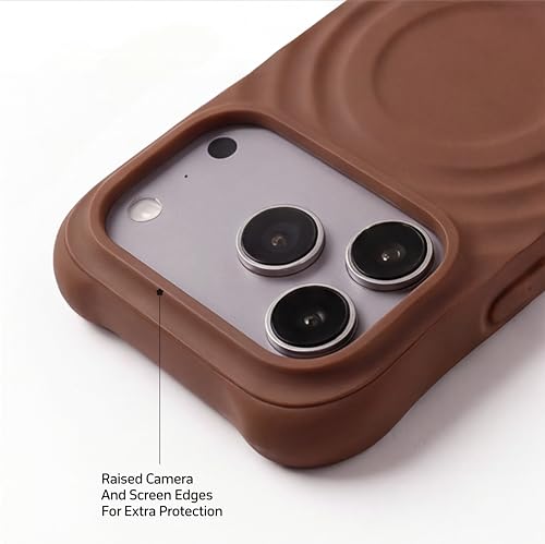 Image of amazon basics Shockproof Case for iPhone 17 Pro Max | Ripple Pattern | Camera Protection | Protective Cover with Enhanced Grip & Wireless Charging Support - Brown