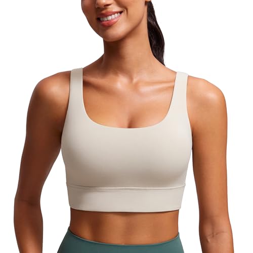 Image of CRZ YOGA Butterluxe U Back Sports Bras | Light Support, Removable Pads, Yoga, Extremely Soft, Longline, Scoop Neck, Wide Straps, for Women