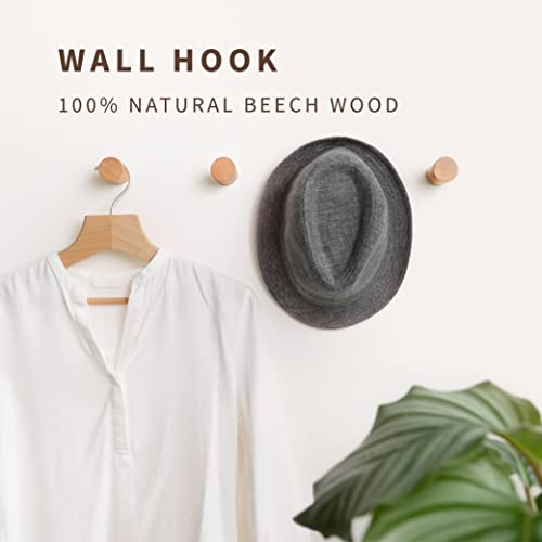 Naumoo Natural Wooden Wall Hooks - Pack Of 4 - Wall Mounted Hook - Modern Wood Coat Rack - Decorative Wooden Pegs For Hanging Hat, Towel, Or Purse (Beech Wood) #TOP1