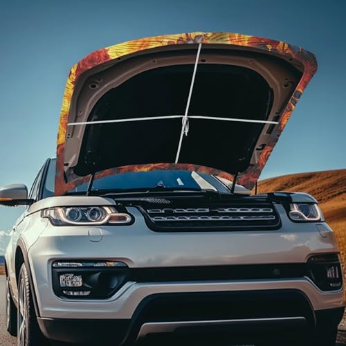 Image of 59x39 Inch Hood Cover for Compact Sedan SUV Trucks Stretchable Horse Car Hood Wrap Blankets Auto Banner Waterproof Auto Exterior Accessories