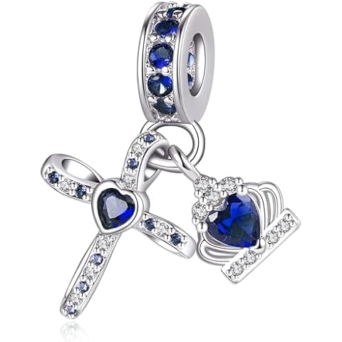 Silver Cross Birthstones Charm Fit for Pandora Charms Bracelet Crown Dangle Charms Beads Birthday Jewelry Gifts for Women September Cover