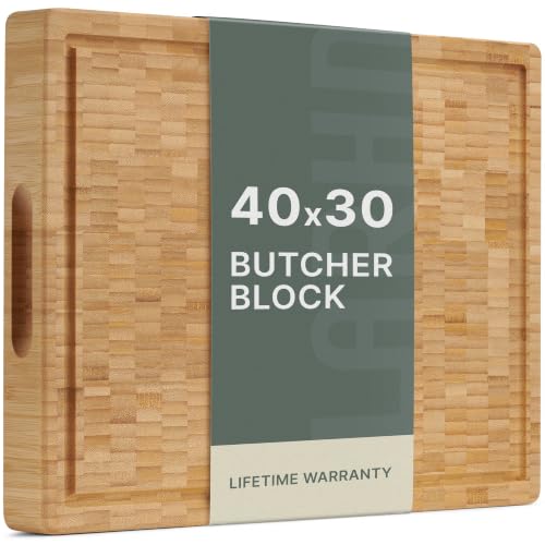 LARHN End-Grain Bamboo Butchers Block & Chopping Board - 40x30x4cm