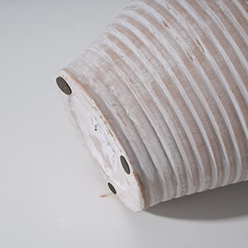 Luka Ceramic Rustic Vase, 9.4Inch Whitewashed Terracotta Vase, Pottery Decorative Flower Vase, Farmhouse Distressed Decorative Vases For Home Decor, Table, Living Room, Shelf, Mantel Decoration #TOP5