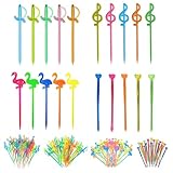 DIFLAX 200 Stück Obstspieße aus Kunststoff,Wiederverwendbar Bunte Obstgabeln Kinder,Cocktailspieße,Party-Zahnstocher,Reusable Probiergabelspieße für Bar Party, Grillen Snacks und Familientreffen