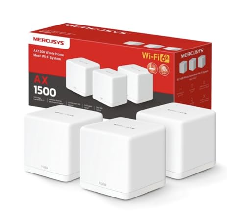 MERCUSYS WiFi 6 Mesh, Sistema WiFi 6 de Malla para Todo el Hogar, AX1500, hasta 1201Mbps en 5GHz, Controles Parentales, Halo H60X(3-Pack)