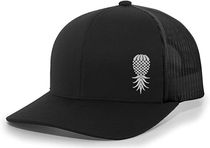 Image of Trenz Shirt Company Men's Upside Down Pineapple Embroidered Mesh Back Trucker Hat Baseball Cap