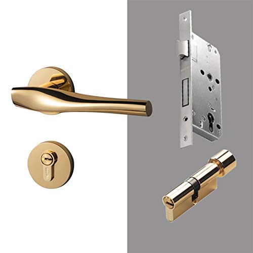 Preisvergleich Produktbild G7250 Türgriffschloss für Zimmertür, modern, luxuriös, goldfarben
