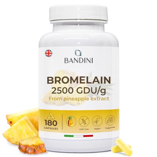 Bandini® Bromelain 180 Capsules 1000mg | 2500GDU High Strength Digestive Enzyme Supplement | 180 Vegan Capsules