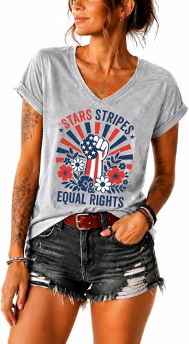 Burwilde Stars Stripes and Equal Rights Shirt, Equal Rights T-Shirt, 4th of July V-Neck Tshirt