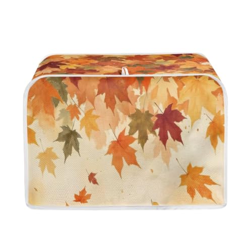 Image of Talayituse Fall Maple Leaf Print Toaster Cover 4 Slice Wide Slot, Lightweight Bread Maker Cover Dust Protection Washable Appliance Bag Autumn Decor, M