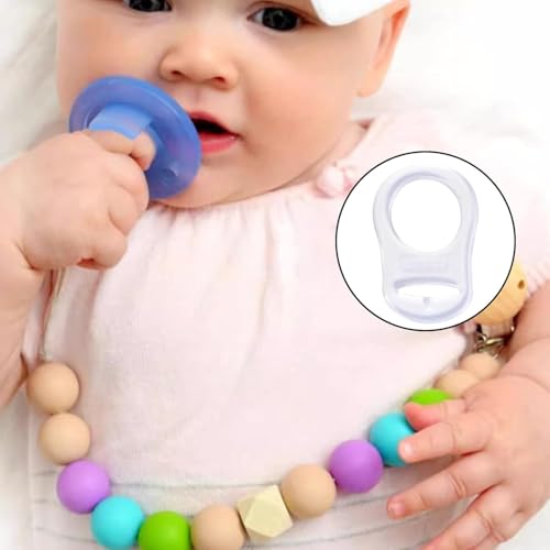 4 Stück Schnullerkette Silikon,Transparent Silikonknopfring Silikonring für Schnuller,Silikon-Knopf-Ring,Silikonring für Schnullerkette,Schnuller Adapter,Silikon Dummy Halter Clip Adapter Ring
