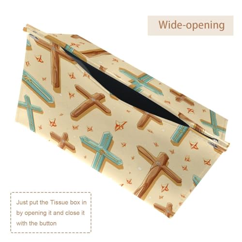 Boîte à mouchoirs Croix de Pâques en cuir pour maison et commode - 6