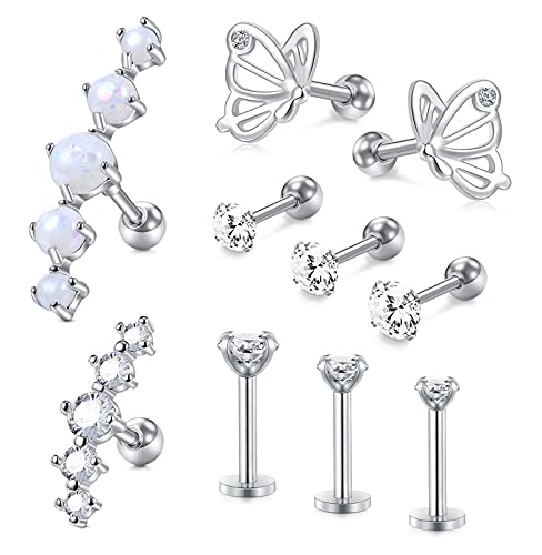 ADRAMATA 32Pcs 16G Lip Studs Naso Studs Orecchino Piercing Labret Monroe Acciaio Chirurgico Acrilico Allergenico Lip Piercing Cz Cartilagine Tragus Helix Orecchino Piercing Set Jewelry 108228742