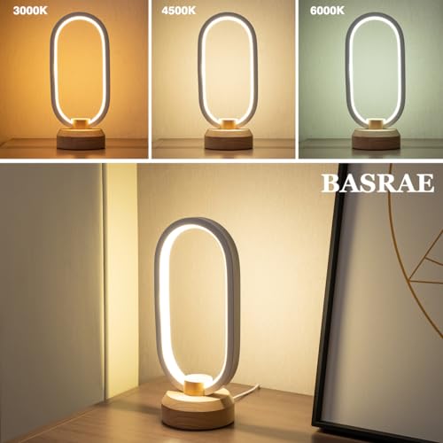 BASRAE Nightstand Bedside Lamp for Bedroom,Modern LED Oval Table Lamp Small Night Table Light,3000K- 6000K Colour Temperature Dimmable Lamps,Kids Adults Living Room Simple Home Decoration - Image 2