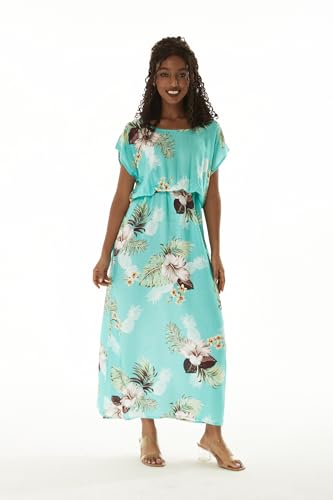 Image of Hawaii Hangover Women's Hawaiian Cap Sleeve Maxi Dress Signature Prints