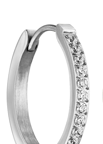 Purelei Elegante Vintage-Creolen für Frauen – 18K vergoldet, Zirkonia-Tropfen, Edelstahl (15,6 mm) - Schmuck für Frauen (Silver) – Ansicht 3