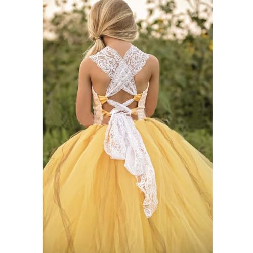 Yellow Flower Girl Dresses for Wedding Pageant Sunflower Dresss with Belt3