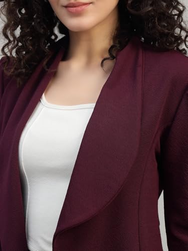 Image of Cotton Blend Women's Single Breasted Relaxed Fit Shawl Collar 3 /4 Sleeve Blazer
