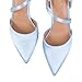 Yumlon Women's High Stiletto Heel Pump Shoes, 3.3 Inch Ankle Strap, Lightblue, 8.5 US
