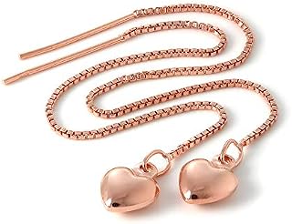 Rose Gold Dipped Sterling Silver Puffed Heart Pull Through Earrings