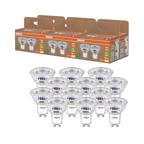 OSRAM Energy Class LED-Reflektor-Lampe PAR16 mit 2 W, 360 lm, warmweiß (2700 K) aus klarem bleifreiem Glas mit GU10 Sockel in der Energieeffizienzklasse A, 50 mm Durchmesser, IP20,6-Pack