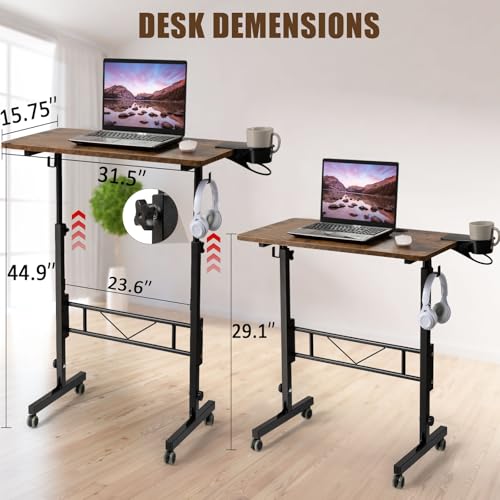 Image of SIDUCAL Standing Desk Adjustable Height, Rustic Brown