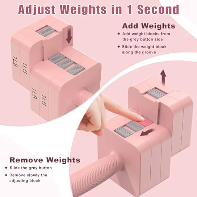 Adjustable Dumbbells Set of 2, 5-in-1 Adjustable Weight Dumbbells for Women/Men, 3lb/5lb/7lb/9lb/11lb Dumbbell Weights Set for Home Gym Workout