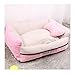 BORNET Cama para Perros/Cama para Gatos Peluche para Perros Cálido Cómodo Cuadrado Cojín Desmontable para Mascotas/Cama para Mascotas,Pink-L