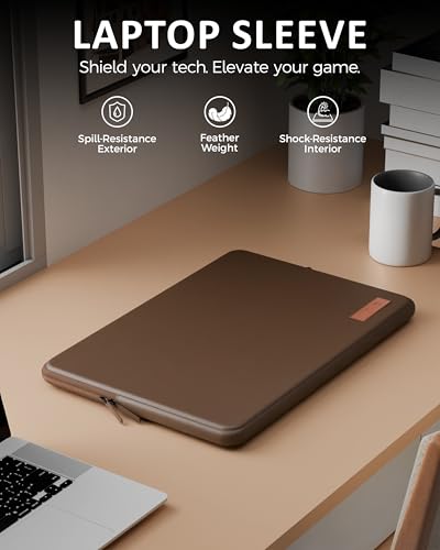 Image of FEDUS MONARC Designer Premium Vegan Leather Laptop Sleeve Bag Case 14 inch, Shockproof Office Laptop Cover Pouch Accessories Carrying Bag for MacBook, HP, Dell, Lenovo, Asus for Men & Women