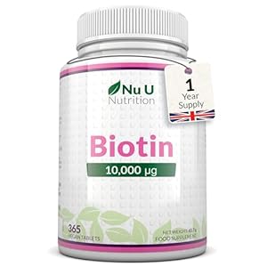 Biotin 10,000mcg – 365 Vegan Micro Tablets – 1 Year Supply – Hair, Skin & Nails Growth Supplement for Women & Men – Made in The UK – Nu U Nutrition