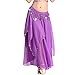 ZLTdream Women's Belly Dance Chiffon Skirt With Coins Purple, One Size