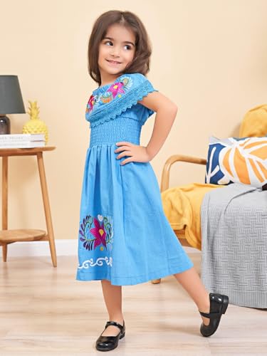 Image of Mexican Dress for Girls Traditional Vestidos Mexicanos Cinco de Mayo Embroidered Dresser Toddler Kids