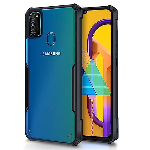 Pikkme Samsung Galaxy M30S/M21/M21 (2021) Back Cover Crystal Clear Transparent Back Hyrbid Raised Edge Bumper Back Case for Samsung Galaxy M30S/M21/M21 (2021) (Plastic, Black)- Best and cheap mobile covers in India
