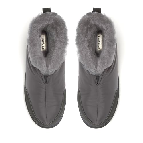 Image of Dearfoams Men's Fireside Nylon Australian Shearling Water Resistant Apres Winter Warm Up Bootie