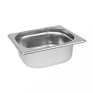 Hospitality Gastronorm GN Pan 1/9 GN Pan (L-7" x B-4" x D-2.5") Deep Stainless Steel Glossy/Silver (Pack of 1Pc)