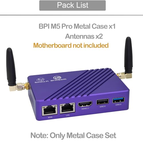 Gabinete metálico morado WayPonDEV para Banana Pi BPI-M5 Pro LPDDR4x, caja de metal para placa de desarrollo BPI-M5 Pro Rockchip RK3567 SBC con disipador de calor miniatura 2