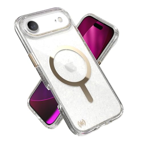 Image of Speck Presidio LUX for iPhone 17 Air Case, MagSafe-Compatible, Slim Protective Case, Glitter /Gold Metallic