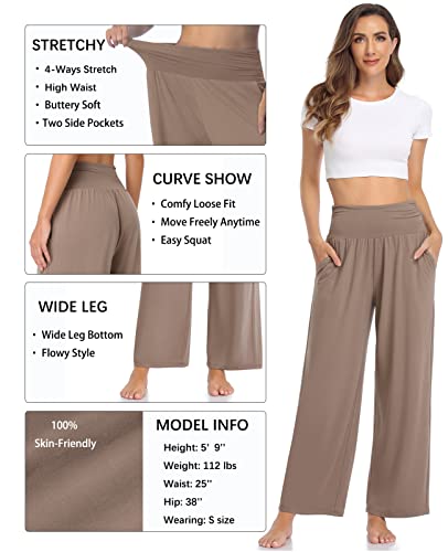Image of TARSE Womens Wide Leg Pants Casual Loose Yoga Sweatpants Comfy Lounge Pajama Flowy Pants Pockets