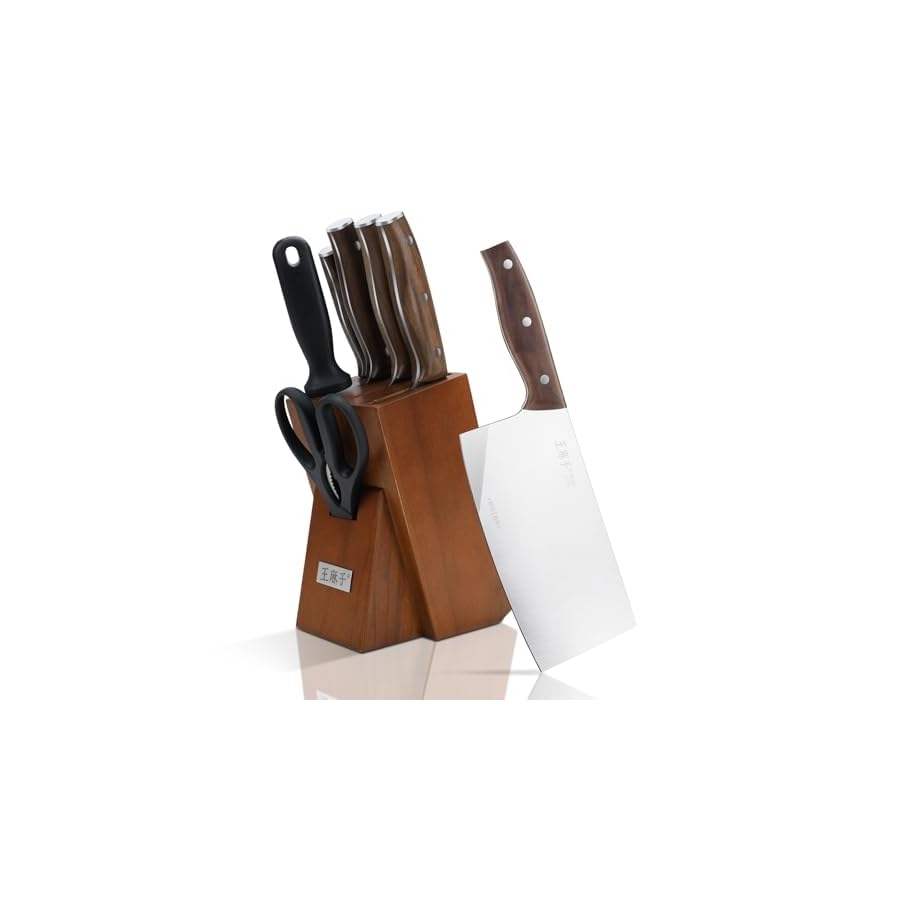 Kitchen-Knife-Block-Set-with-Built-in-Sharpener-Sharp-Knives-Sets-with-Shears-and-Anti-slip-Handle-Multi-purpose-Cleaver-Christmas-Gifts-7-Pieces Kitchen Knife Block Set with Built in Sharpener, Sharp Knives Sets with Shears and Anti-slip Handle, Multi-purpose Cleaver Christmas Gifts, 7 Pieces