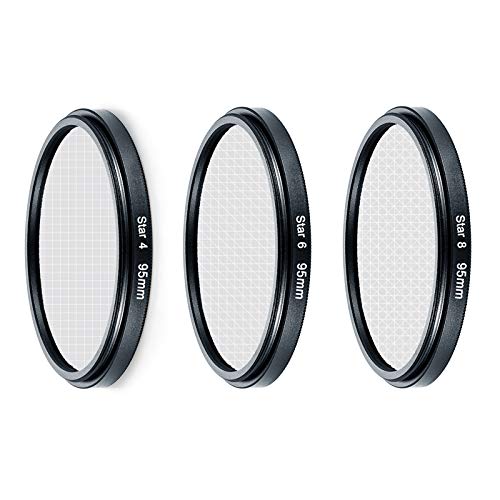 QKOO 4 Points/ 6 Points/ 8 Points Star Lens Filter for Canon Nikon Sony Olympus Pentax Panasonic DSLR SLR Camera Accessories -95mm