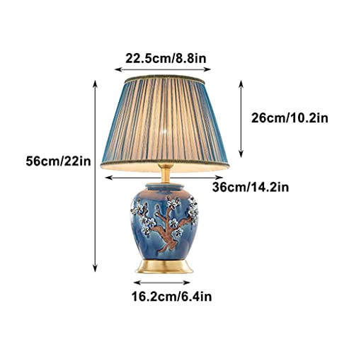 Ousika Bedside Lamp,H Ceramic Bedside Table Lamps With Fabric Lampshade Nightstand Table Lamps Push Button Switch For Bedroom Living Room Easy To Assemble #TOP1