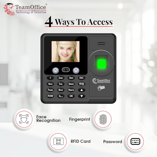 Team Office Z900 Touchless Face & Finger Biometric Attendance Device | Cloud Software | Wi-Fi Connectivity