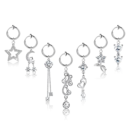 Drperfect 7Pcs Clip on Belly Button Rings Fake Clip on Belly Button Rings Fake Belly Piercing Fake Belly Rings Non Piercing Navel Ring