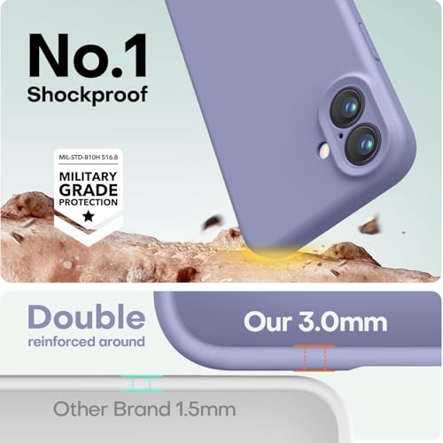 Image of LOVE 3000 Designed for iPhone 16 Case, Premium Silicone with [Soft Anti-Scratch Microfiber Lining] Shockproof Protective Phone Case for Men Women Girls 6.1 inch, Lavender Grey
