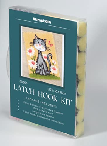 Image of Numptain Latch Hook Kits for Adults,DIY Rug Kits Carpet Embroidery Sofa Cushion Christmas Car Pattern Color Printed Canvas,Beginners Handmade Needlework Crafts Home Decoration,20.5 inchx15 inch