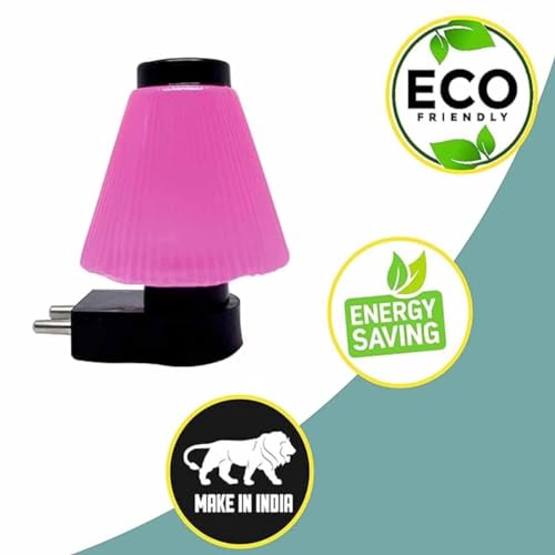 Image of GURUSOAMI Small lamp Type 2 Pin Night Lamp 0.5 Watt Plug & Play Bulb for Bedroom, Living Room, Zero Watt Light Direct Socket use for Night (Pink, 1)