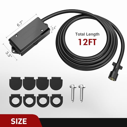 Image of Nilight Heavy Duty 7 Way Inline Trailer Plug with 7 Gang Junction Box | Weatherproof 12 Feet Connector Cable Wiring Harness Suitable for RV Automotives Cars